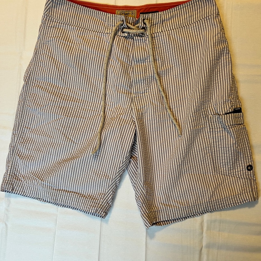 J. Crew Blue and White Striped Board Shorts - Picture 2 of 9